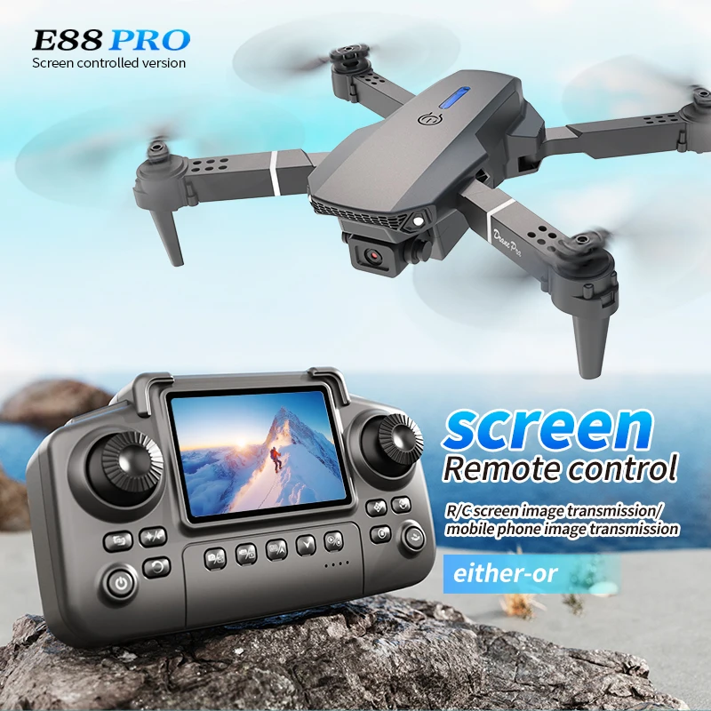 Kids Toys Helicopter - Drone Profesional E88 PRO dengan Layar