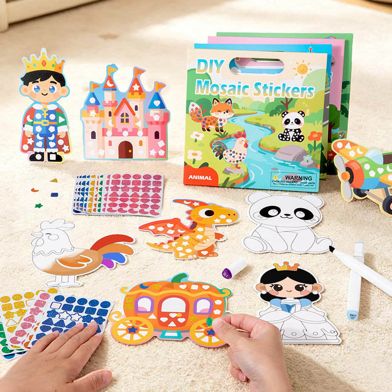 Dinosaur Figurine Set - 2-in-1 DIY Stiker Mosaik & Kit