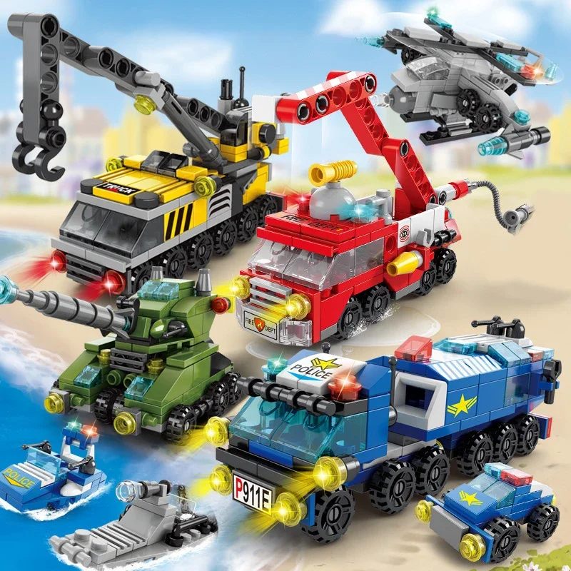 Kids Toys Helicopter - Blok bangunan mobil api kota untuk