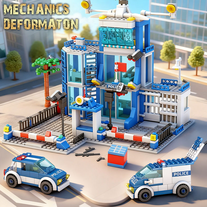 Set Blok Bangunan Kantor Polis - Kids Toys Helicopter ulasan dan harga