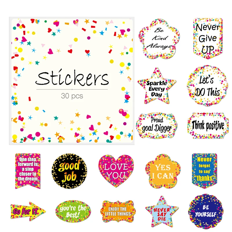 30PCS Stiker Seri Frase Motiva - Kids Toys Quotes ulasan dan harga